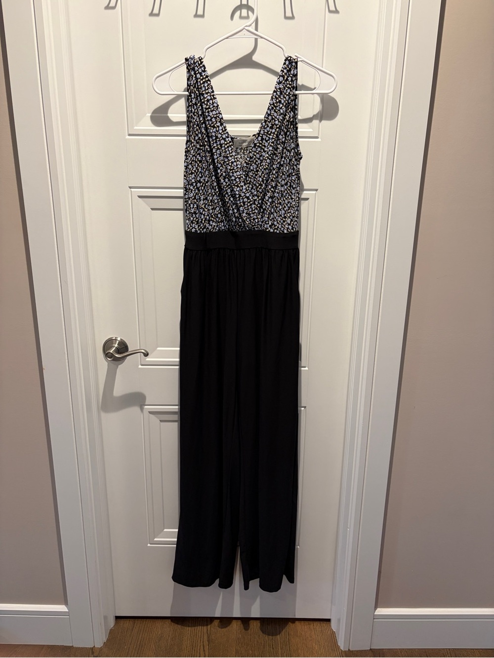 Kaileigh Black Wide-Leg Jumpsuit with Floral Print Bodice